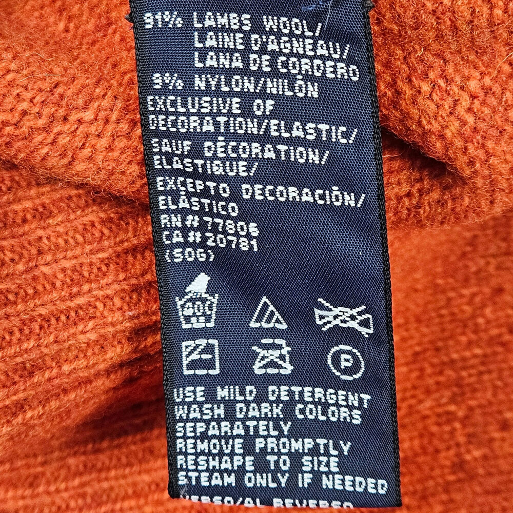 Tommy Hilfiger Mens Large Crewneck Sweater‎ Lambswool Nylon Knit Orange Pullover - Picture 4 of 6